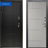Дверь Прагматик-2066/980/L (левая) Черный муар металл/мдф Лиственница светлая