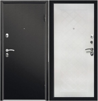 Дверь Форте Симпл-2066/880/L Черный муар металл/мдф Е8924 (Эшвайт) (под заказ)